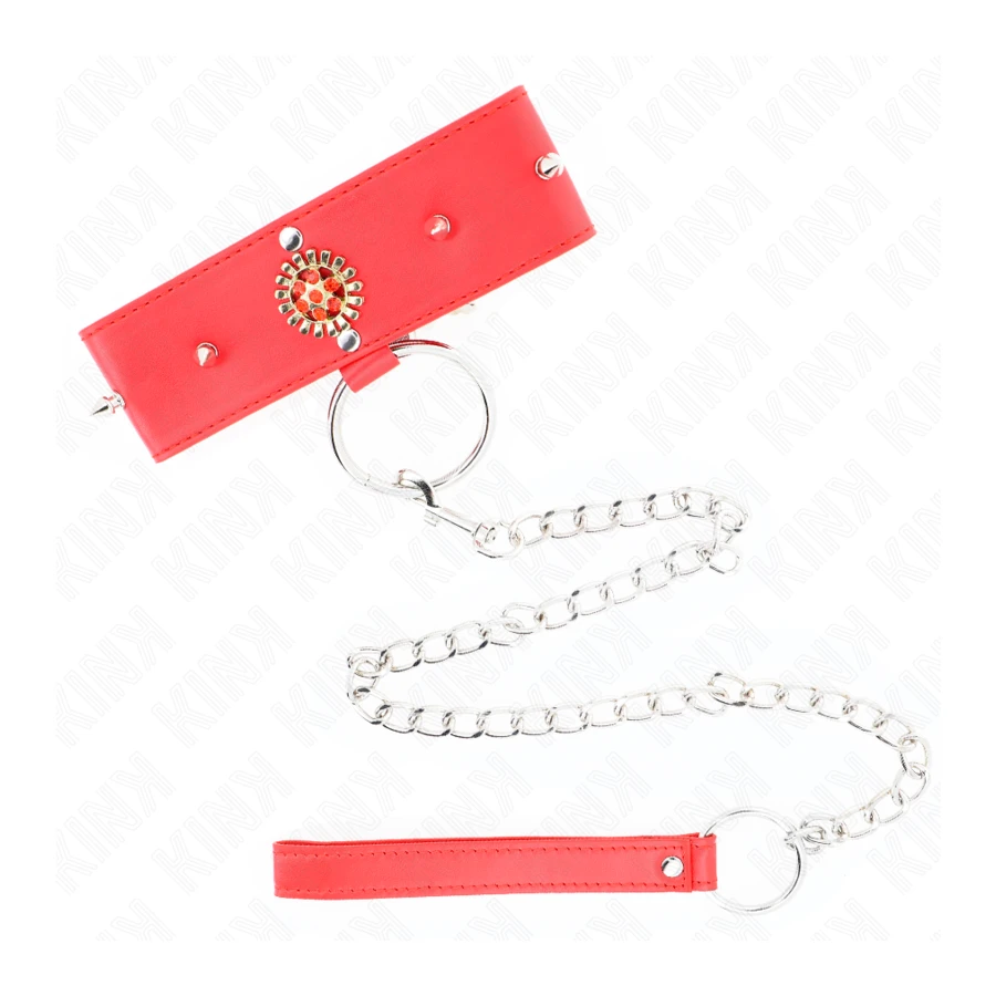 KINK - COLLIER DIAMANTS ROUGES AVEC CEINTURE 65 CM AJDUSTABLE 35-51 CM X 7 CM